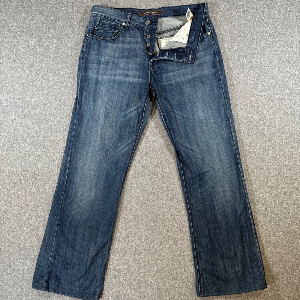 Yanuk Mens Blue Denim Jeans 34x30 Straight Leg Medium Wash Cotton Y2K Vintage